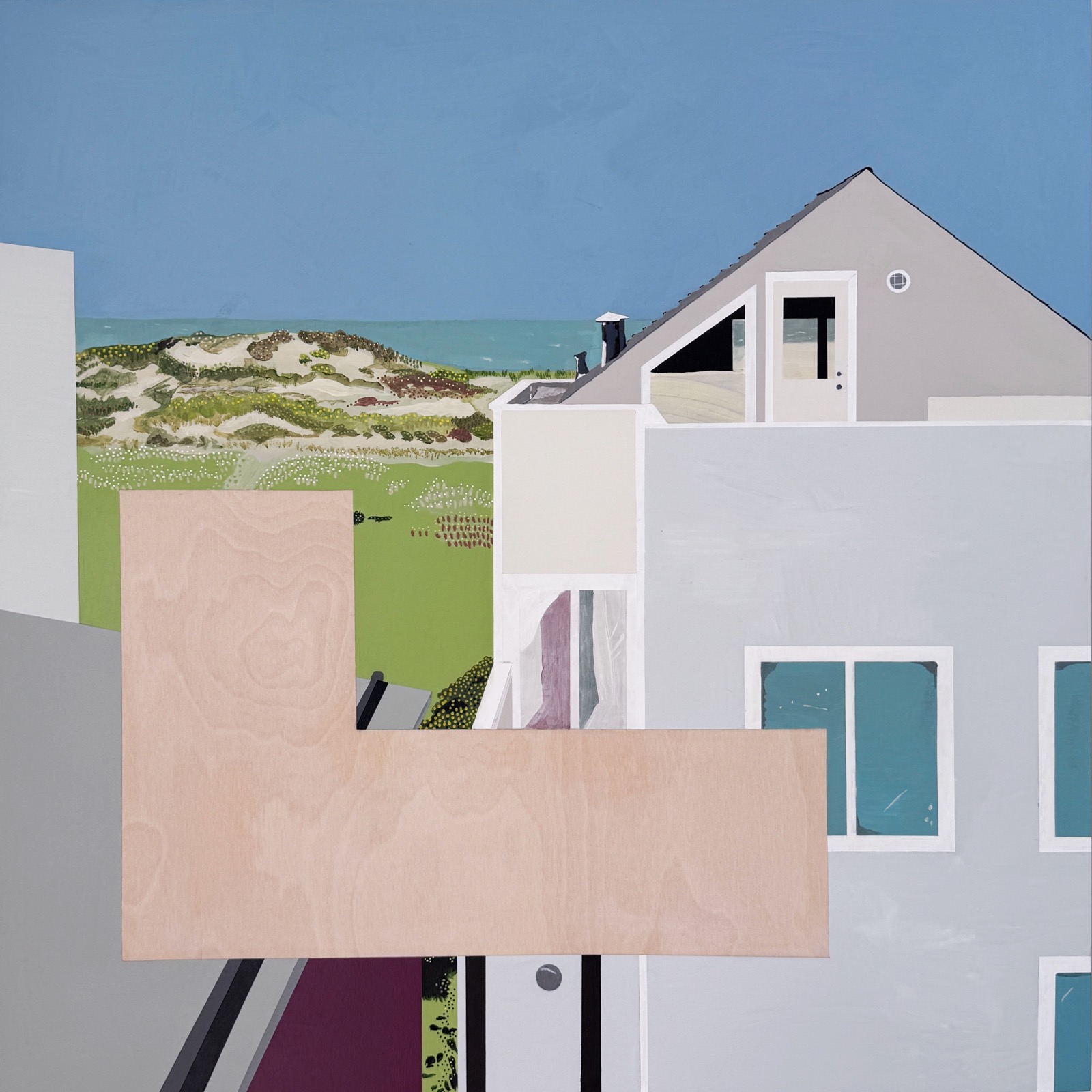 82 Percent of a View of Sunset Dunes — acrylic on birch panel, 30 × 30 in., 2026