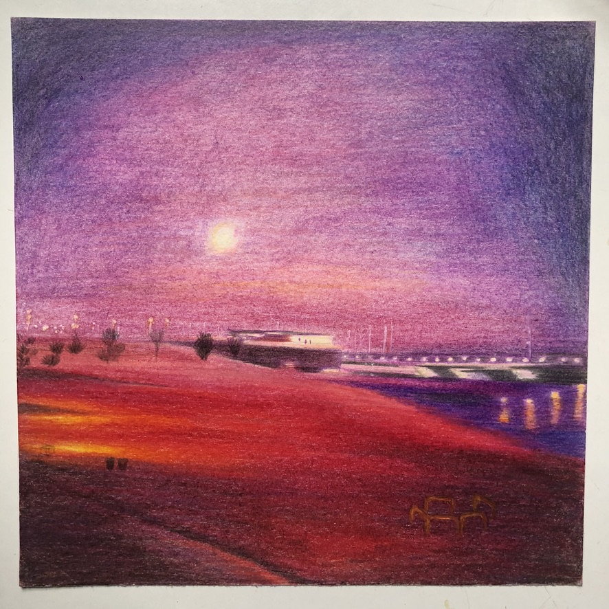 Gordana Zikic — coloured pencil drawing from the same photograph. The same place, a different medium.